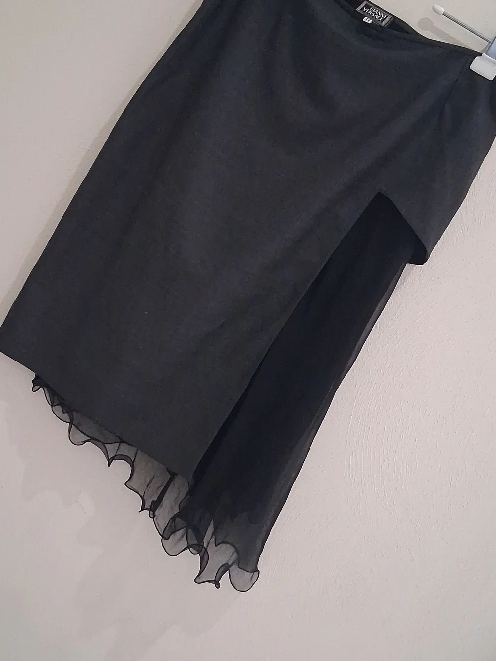 Versace womens Charcoal Black Skirt with Gold Stitching Detail. Made in Italy - Picture 3 of 10